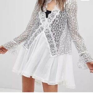 Free People Ivory Lace Overlay Dress